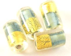 Szkło Weneckie/Lampwork Walce 16/9mm złoto 