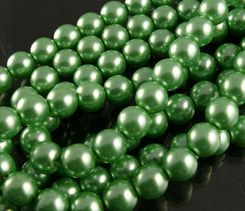 Perły Szklane Woskowane Kule 10mm Zielone
