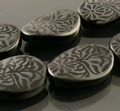 Onyks Owale Zakręcone 30mm z wzorem Kwiatu