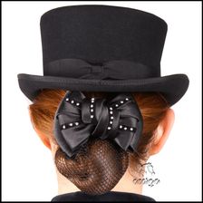 58 HKM Hairnet with bow and cristals  - black