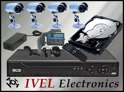 MONITORING KOMPLETNY BCS + 4 KAMERY + AKCESORIA