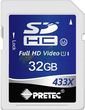 Pretec SDHC 433x Class 16 - 16GB - transfer speed 65 MB/s read 16 MB/s (PC4SDHC32G)