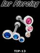 KOLCZYK PIERCING DO UCHA UPPER EAR 3 KRZYSTAŁKI kolor AQUA [TIP-13] PRC-382