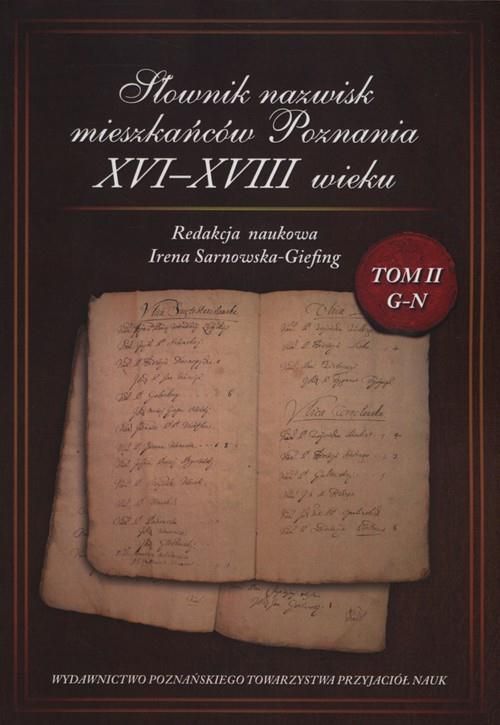 Książka Słownik nazwisk mieszkańców Poznania XVI-XVIII wieku Tom 2 G-N - zdjęcie 1