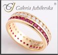 Galeria Jubilerska Obrączka złota z cyrkoniami i rubinkami (Pz 200)