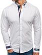 Koszule Biała koszula męska elegancka z długim rękawem Bolf 6961