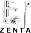 Kludi Zestaw Zenta jednouchwytowa umywalkowa + wannowo natryskowa + zestaw natryskowy 382500575+386700575