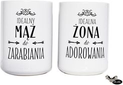 Idealna Żona do adorowania i Idealny Mąż do zarabiania, zestaw kubków 330/450ml 